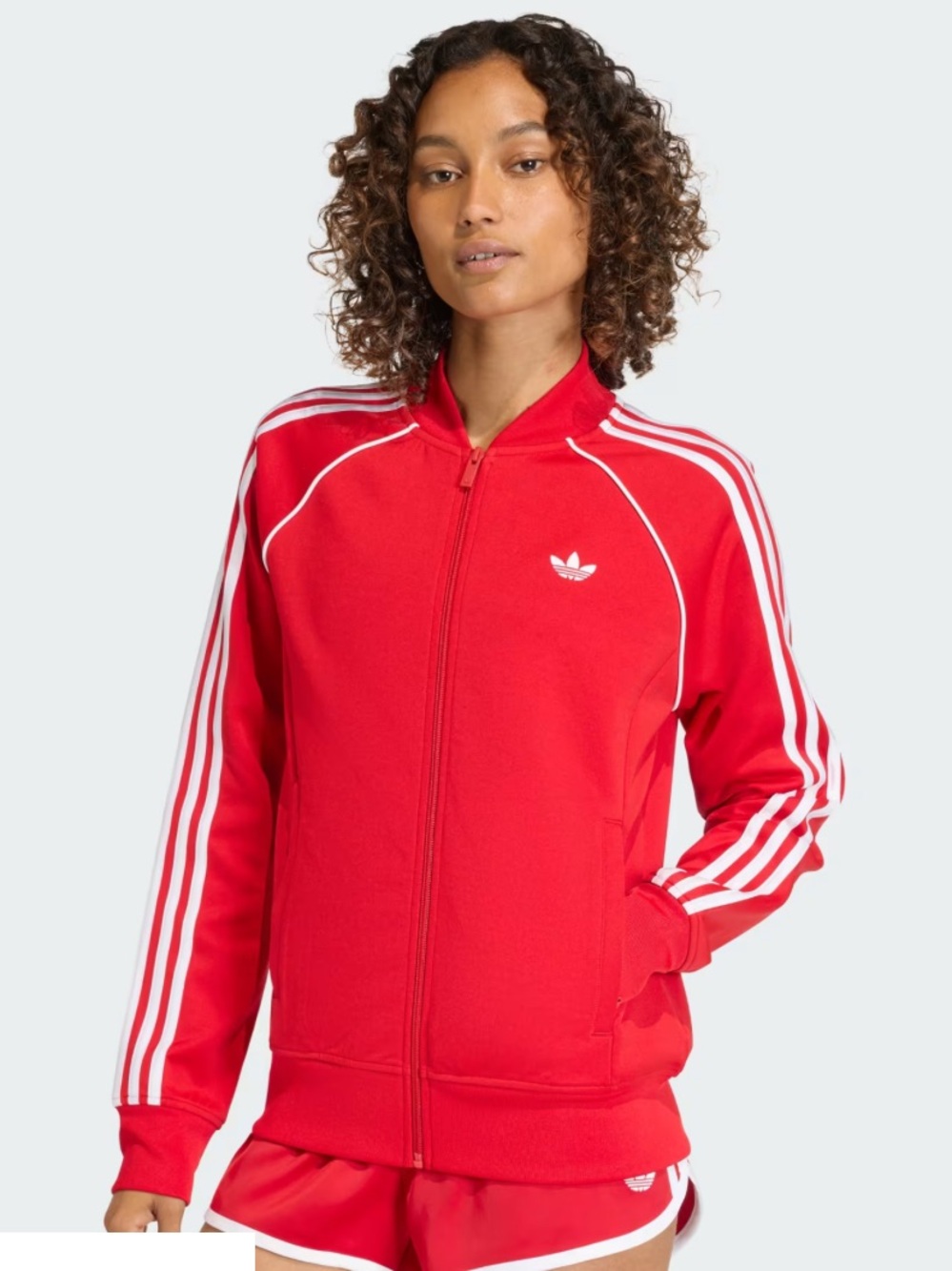 Adidas SST Adicolor Sport Collection Women's Red Track Jacket w White Stripes  M